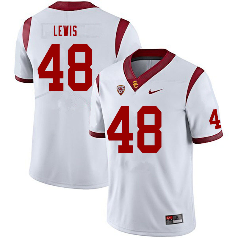 Men #48 Parker Lewis USC Trojans College Football Jerseys Sale-White